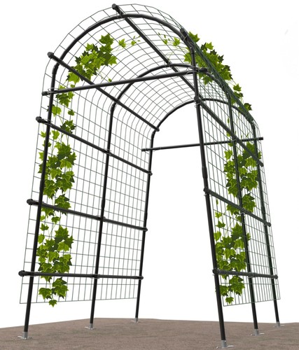 Black metal garden arch - black,